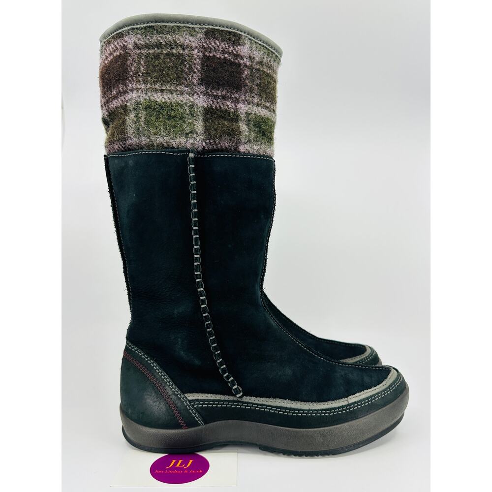 ECCO Women's Black Suede Wool Lined Cuffable Winter Boots Size 37 EU/ 6-6.5 US